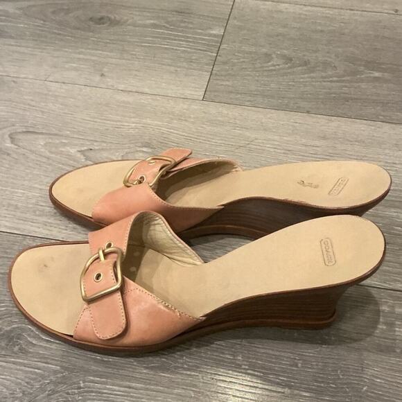 Coach Shoes - Vintage Coach Leather Wedge Sandals Women Size 8.5 Strap Y2K Twee Classic Preppy
